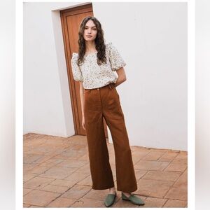 notPerfectLinen | Sarah Fit and Flare Pants, Size M/L, color toast